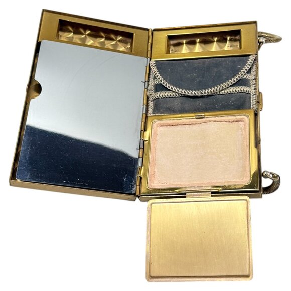 MCM Mother of Pearl Maudiere Compact Gold Tone Metal Rectangle 5.5 inch w Comb - Picture 14 of 16